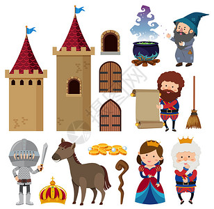 童话人物和城堡塔图图片