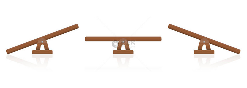 跷板或木制天平秤套三项平衡和不平衡图片