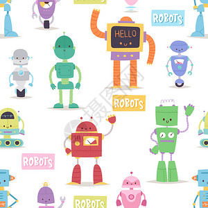 机器人和变压器机人复古卡通玩具人物未来人造机器人机器人矢量图未来控制论技术游戏背景图片