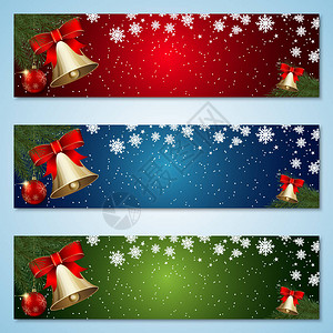 圣诞节和新年彩色矢量横幅集合背景图片