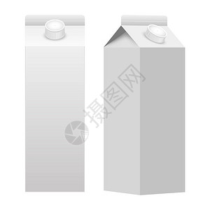 牛奶或果汁盒包装箱白空背景图片