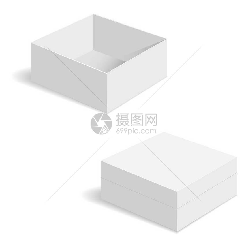 白色方形框矢量模板产品的纸容器矢量插图图片