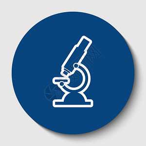实验室的化学显微镜标志向量白色背景上深色蔚蓝圆圈中的白色轮背景图片