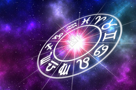 占星术座在宇宙背景下的星座圈内占星术和星座概念图片