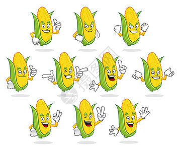 一套玉米字符设计或玉米吉祥物图片