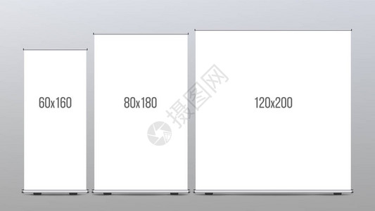 卷起横幅架矢量用于贸易广告设计的垂直板集企业务背景图片