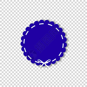蕾丝透明素材深蓝色圆圈加盖白丝带插画