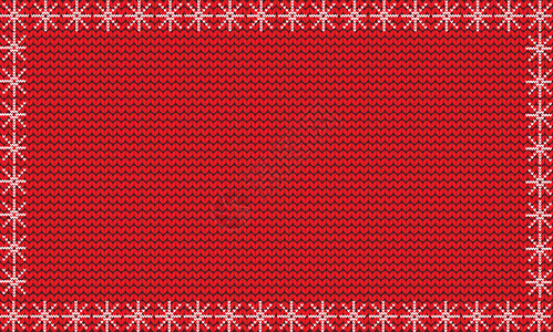 红色节日编织背景上面有白雪花矢量插图图片