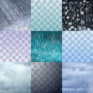 不同的雨滴和雨线背景矢量水雨滴插图自然图片