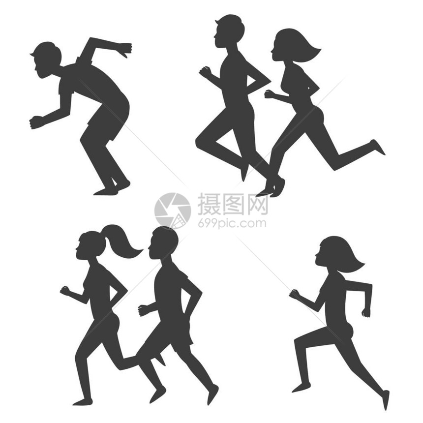 Athleticruningmanssilhouette慢跑的人在夏日中游走图片