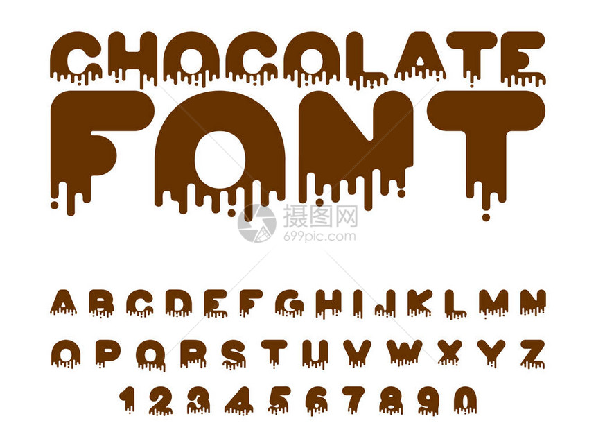 巧克力字体甜度字母表液体刻字甜粘图片