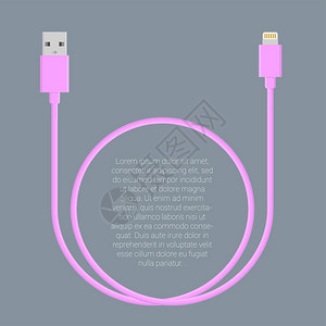 平面设计轻型粉色usb数据收费电缆连图片