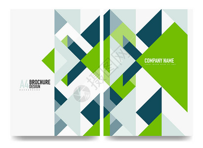商业小册子封面布局传单A4模板三角绿色和图片