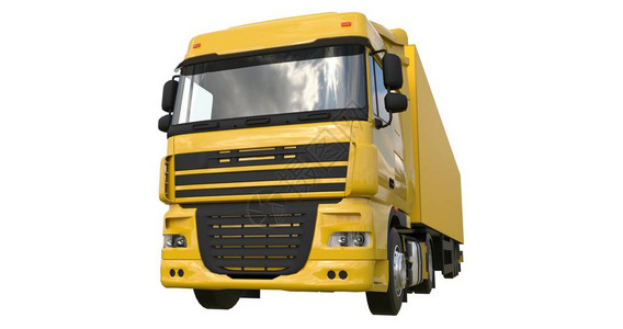 装有半拖车的大黄卡车用于放置图形的图片