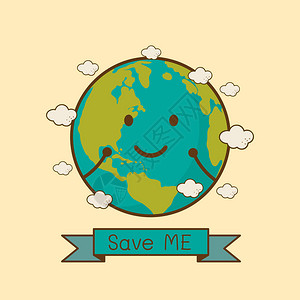 地球日4月22日与全球可爱的角色地球日运动理念概贺卡海报传单封面小册子抽象背景的地球日理念运背景图片