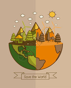 环保的不一样的世界与绿色生态地球和树木的生态图片