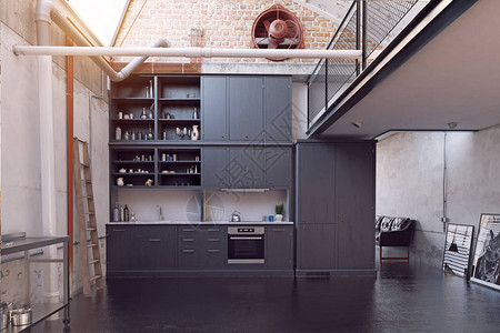 现代厨房内阁楼图片