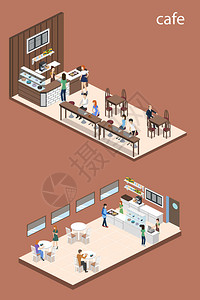 堂食厨房与访客通食的Isoectic3D设计图片