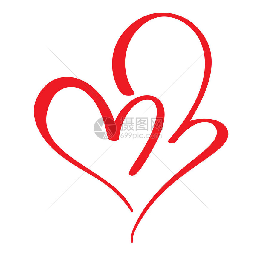两颗红心爱人心脏手工制作的矢量贺卡装饰照片上覆T恤印传图片