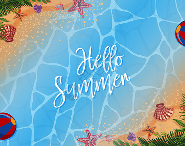 附有海洋插图的夏季主题背景图片