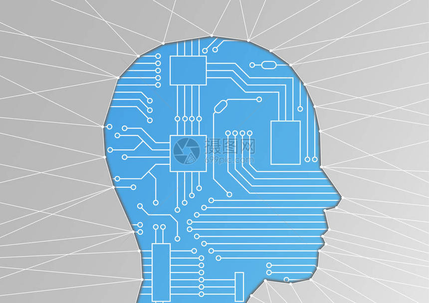 人工智能人工智能AI或机器数字化概念用电路板用矢量插图片