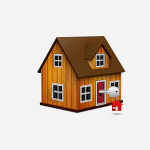以钥匙孔和红房子的配方插图显图片