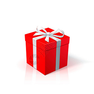 有白色丝带和弓的红色纸板箱有在白色背景的礼物盒生日快乐圣诞新年婚礼或情人节套餐背景图片