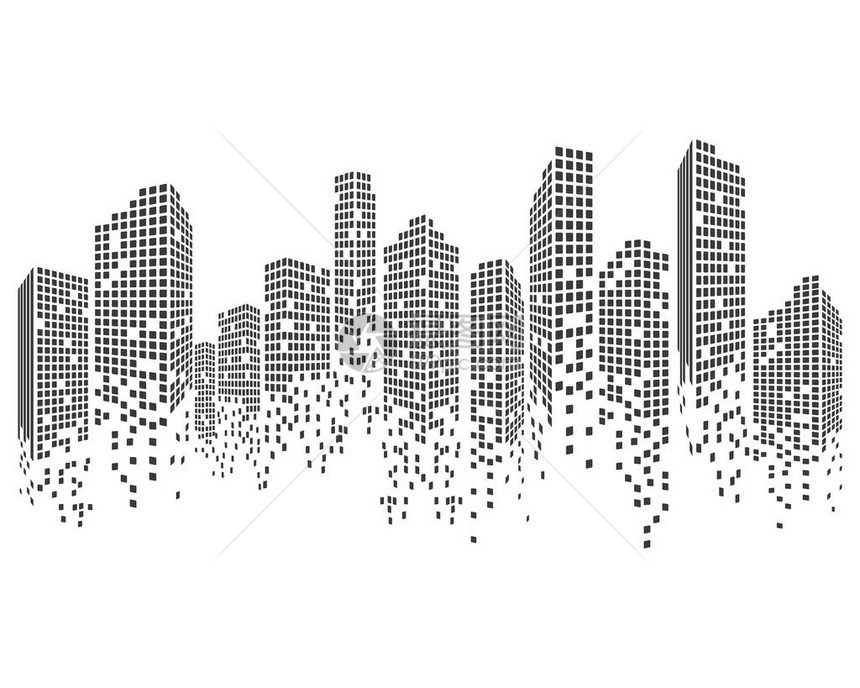 现代城市天际线城市环影平板设计图片