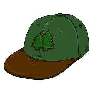 棕色平峰卡通绿帽侧视图背景图片