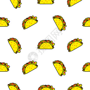 小炒黄牛肉玉米墨西哥食品无缝病媒模式黄快餐插画