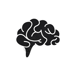 思想家大脑图标平面隔离在白色背景插画