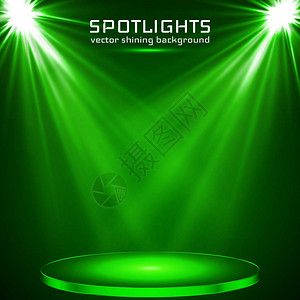 舞台聚光灯魔法之光绿色矢量背景图片