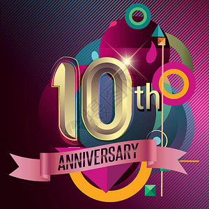10周年花环丝带徽背景图片