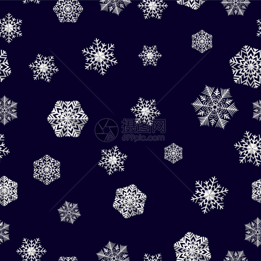 带雪花的冬季无缝背景冬季假日和圣诞节背景矢图片