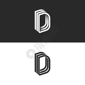 字母D标志会标等距线条几何形状图片