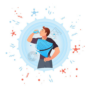 冰袋人类饮水对饮用水的认识健康矢量平式卡通插图插画