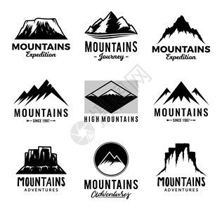 北卡罗来纳向量山徽标被孤立在白色的山脉岩石插画