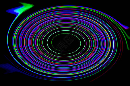 抽象的彩色圆圈在黑色上发光图片