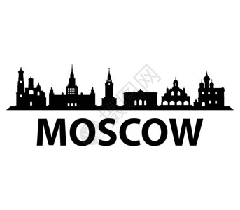 圣巴索白色背景上的莫斯科天际线插画