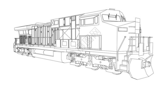 现代内燃机车具有强大的动力和强度插画