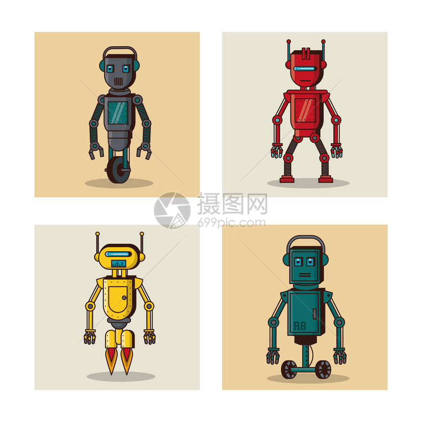 Robot平方图标卡通图标矢量图片