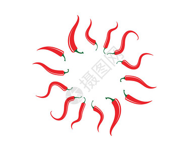 红热天然辣椒图标模板矢量插图背景图片