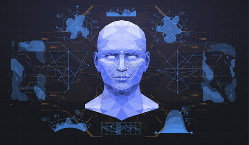 胎检面部扫描的概念准确的面部识别生物识别技术和人工智能概念人脸检设计图片