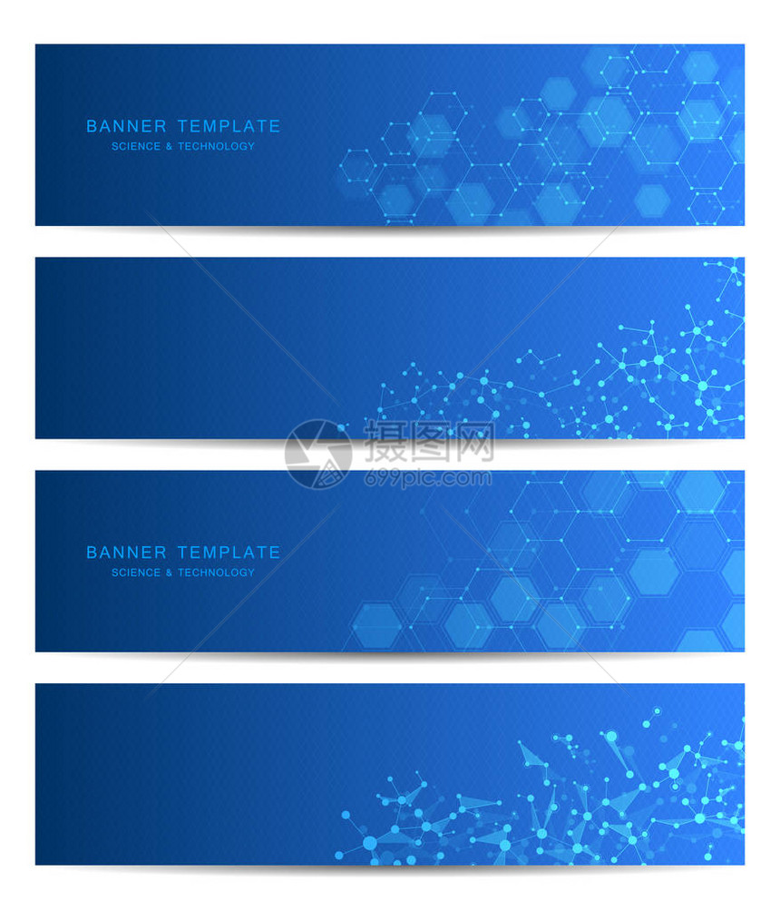 科技横幅DNA分子结构背景科技概念矢量图图片