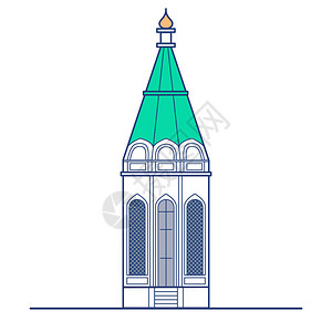 皮亚特尼察以白色背景孤立的教堂建筑图示插图宗教插画