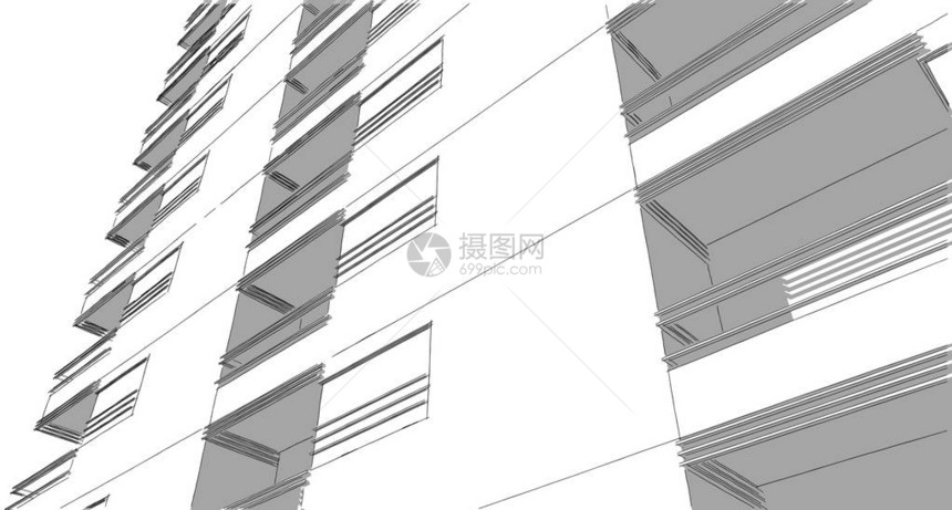 抽象建筑素描插图图片