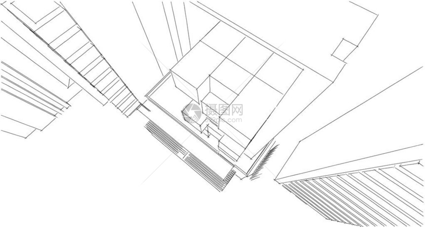 抽象建筑素描插图图片