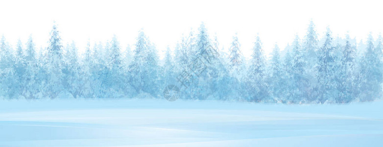 白色背景下的冬季雪林矢量图解图片
