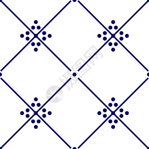 蓝色和白色装饰地板砖瓷矢量模式图片