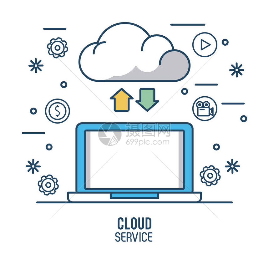 Cloud计算服务图标矢量图片